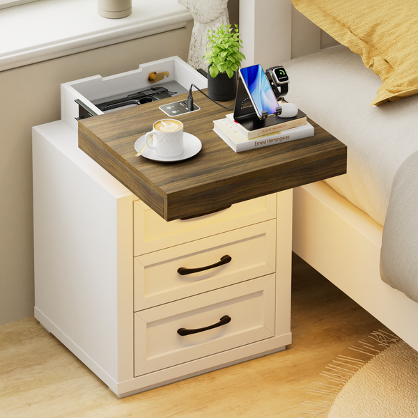 Nightstand with Gun Drawer White